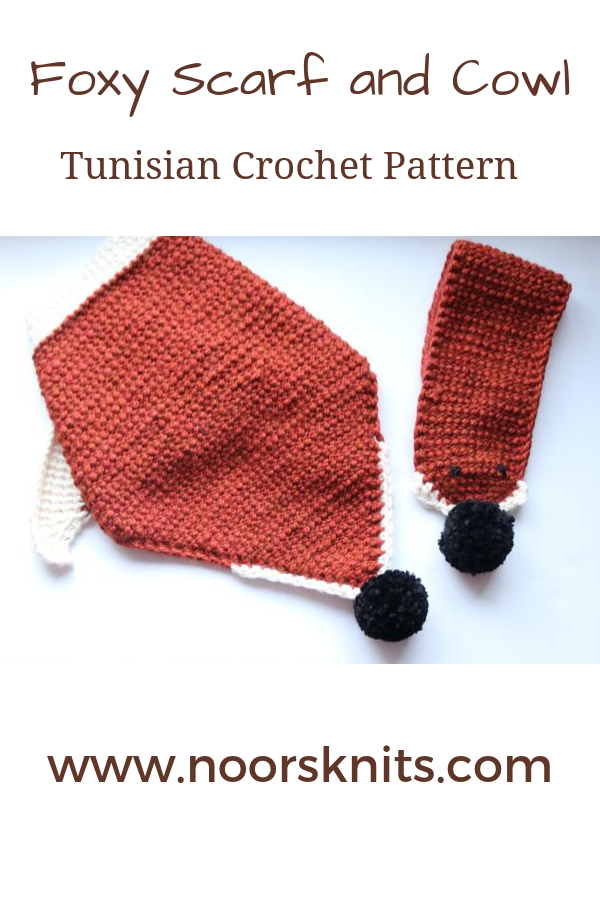 Are you looking for unique crochet scarf patterns or crochet scarf patterns for beginners? Get the Tunisian crochet pattern for this fun foxy scarf set.