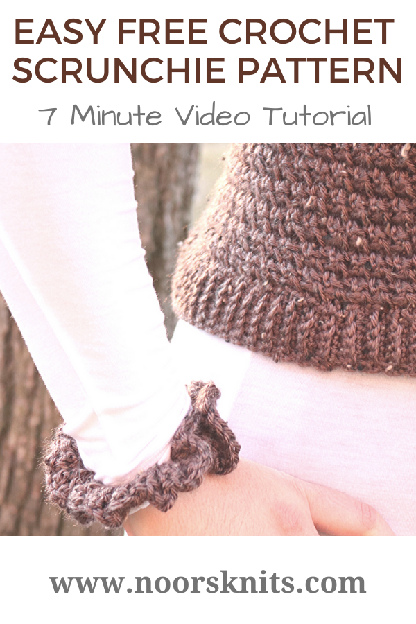 If you're looking for a super cute and easy free crochet scrunchie pattern you are in the right place! Follow along with a full 7-minute video tutorial!