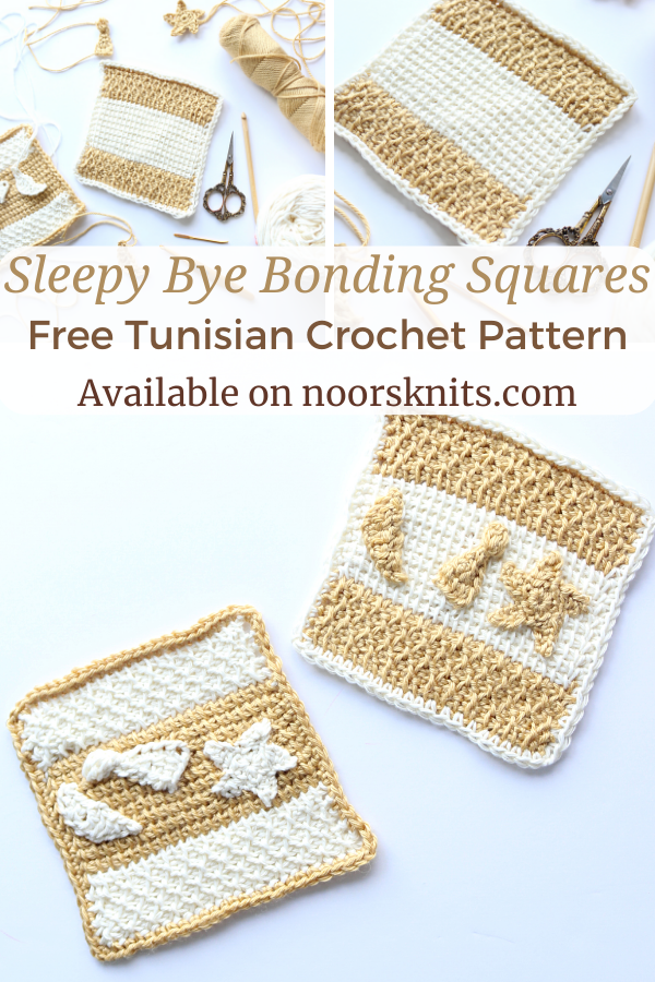 Here is a FREE pattern for a set of Tunisian crochet bonding squares. It’s a mindless crochet charity project to practice Tunisian crochet!