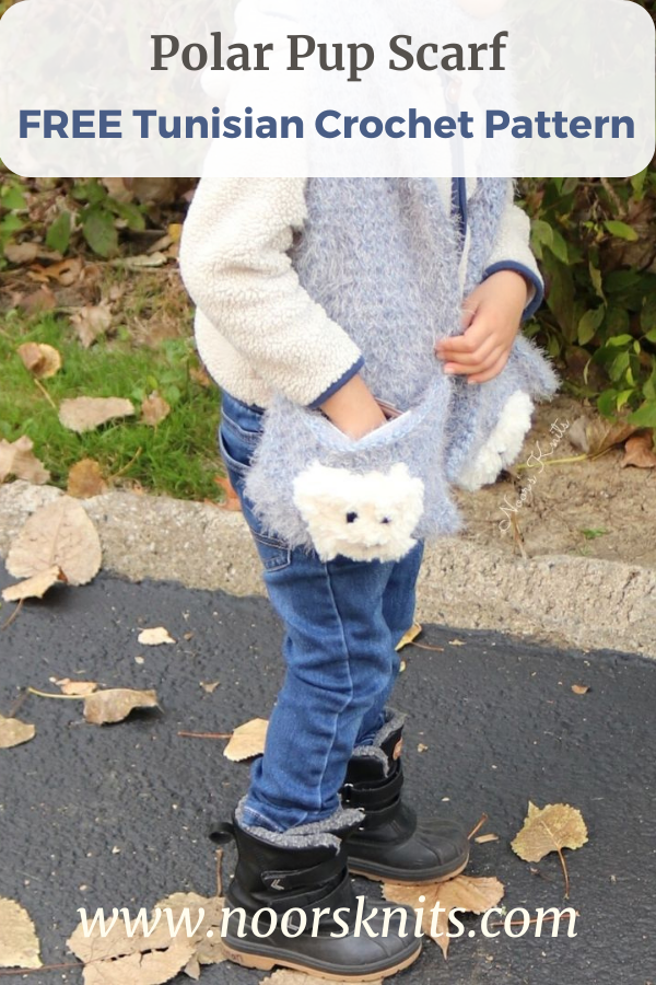 The Polar Pup Scarf is a fun free Tunisian crochet animal scarf pattern for your little one to cozy up with this winter. Has stitch tutorials. 