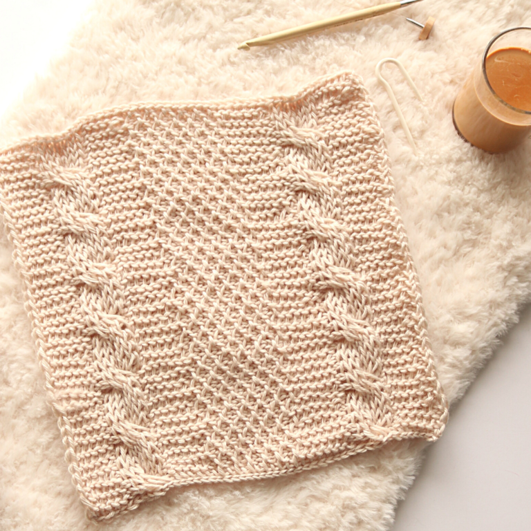 Crochet cable square pattern, free Tunisian crochet pattern.