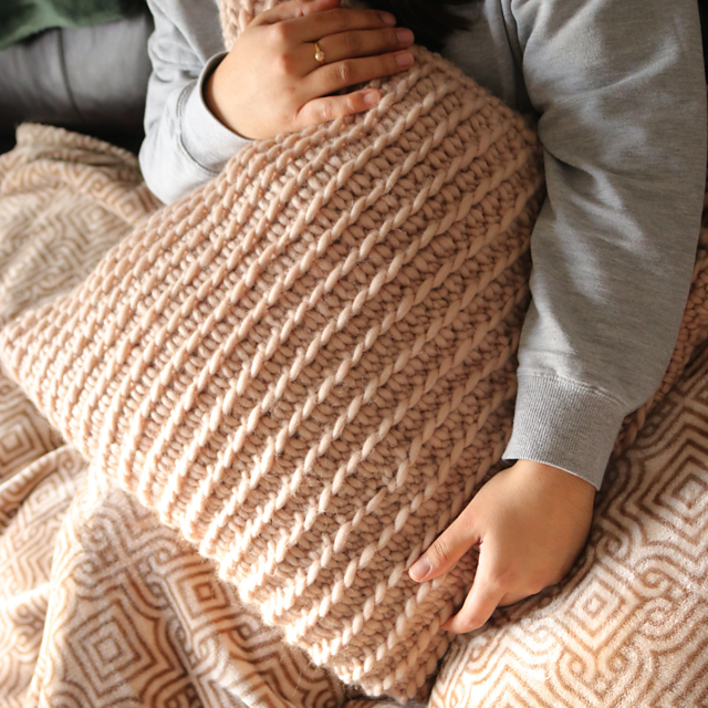 Modern crochet pillow pattern Tunisian Ribbed Pillow