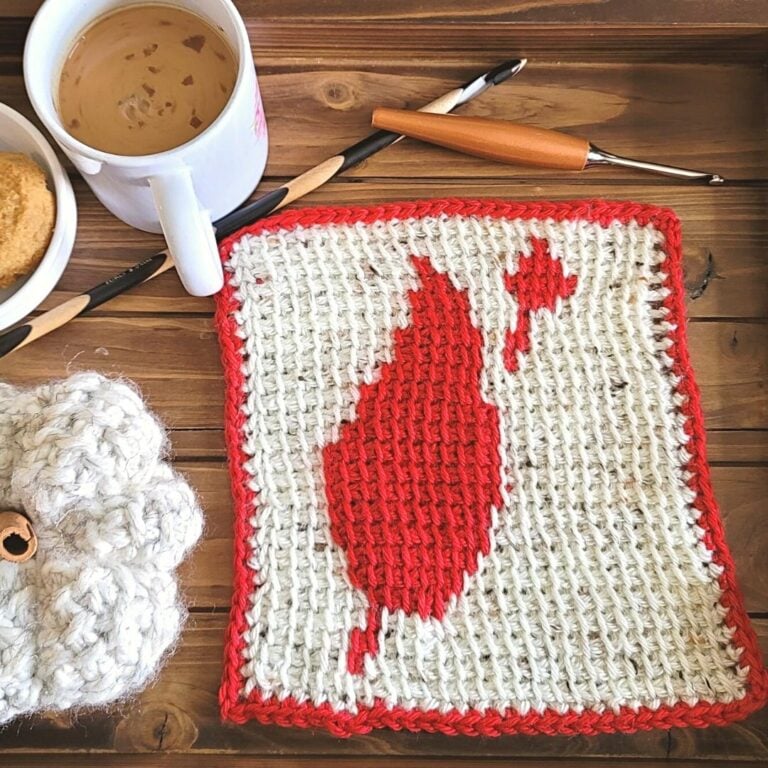 Tunisian crochet square patterns Tunisian Leaves Square