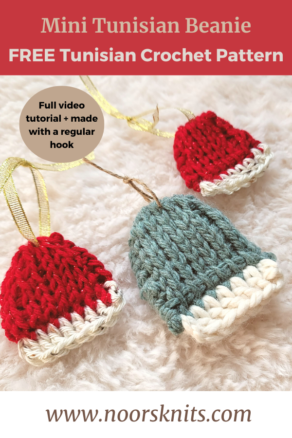 Check out this crochet mini hat free pattern Mini Tunisian Beanie. Free Tunisian crochet pattern with a full video tutorial.