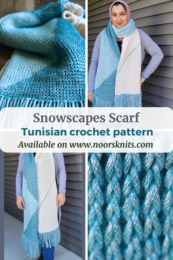 Try out this cozy Tunisian crochet scarf pattern to practice some fun colorwork and the Tunisian knit stitch.