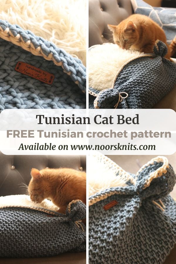 Check out this free cat bed crochet pattern for a fun textured Tunisian crochet project for your favorite cat!