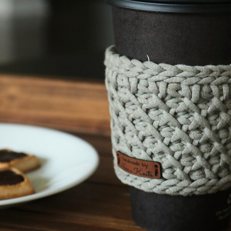 Crochet Cup Holder Patterns – FREE Lattice Cup Cozy