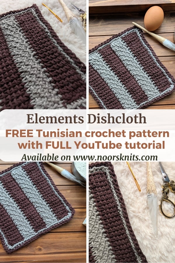 A minimalist Tunisian crochet dishcloth pattern with YouTube tutorial using the join-as-you-go method that can be completed by a beginner!